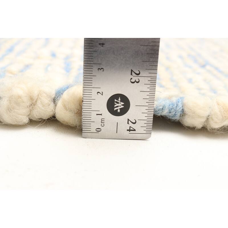 ECARPETGALLERY Braid weave Sienna Light Blue Wool Rug - 5'0 x 8'1