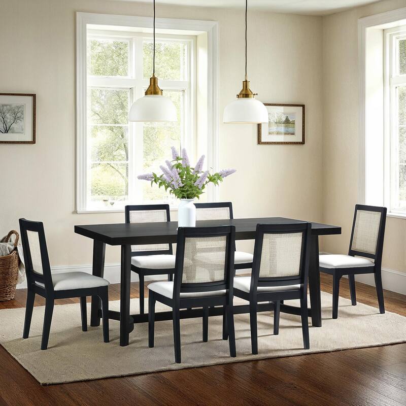 Middlebrook Rustic Solid Oak Wood 70-inch Rectangle Dining Table - Black