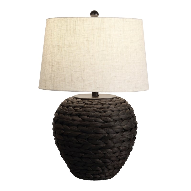 Elicia 24.5" Banana Leaf Basket LED Table Lamp, by JONATHAN Y - Black