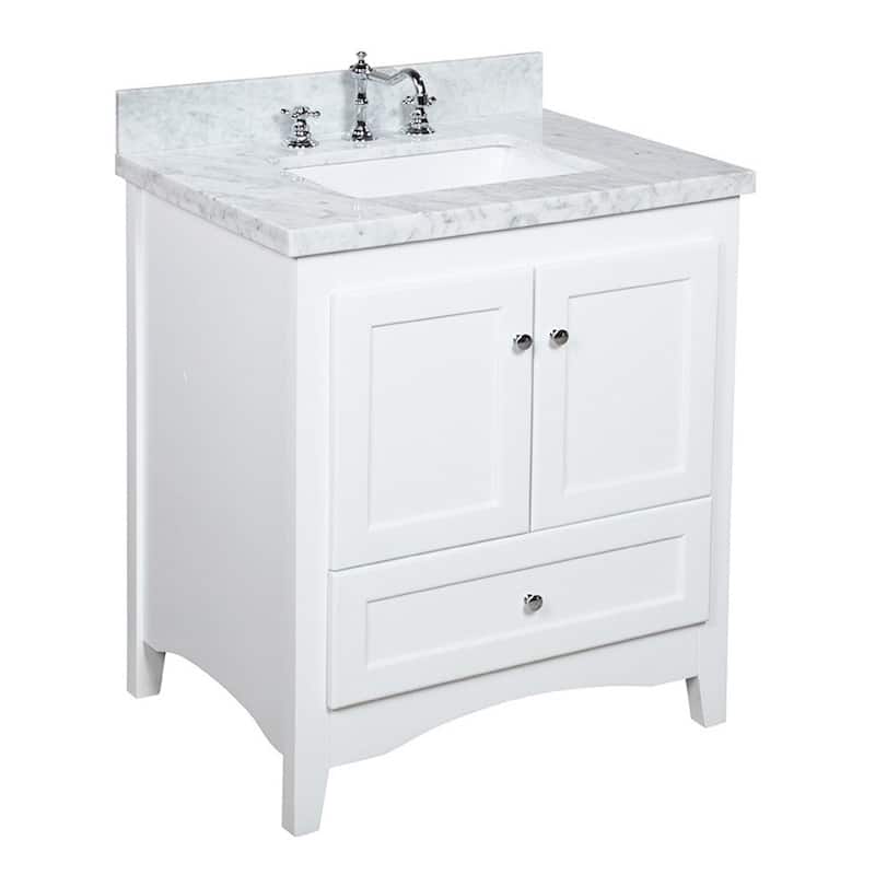 KitchenBathCollection Abbey 30" Bathroom Vanity with Carrara Marble Top