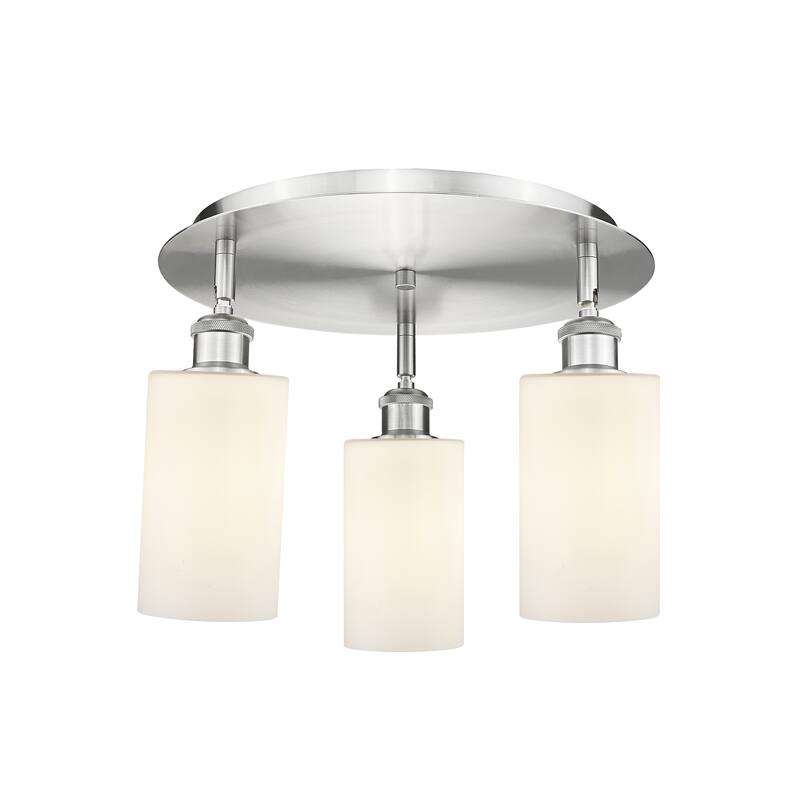 Innovations Lighting Clymer - 3 Light 16" Flush Mount - Satin Nickel/Matte White