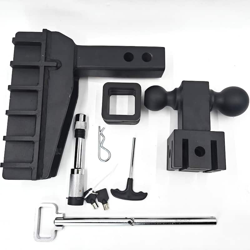 Ball Adjustable Trailer Hitch, 6" Drop Ball Hitch Fits 2-Inch Receiver - 6in Drop Dual Ball