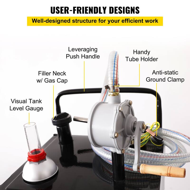 30 Gallon Fuel Caddy, Gas Storage Tank & 4 Wheels, with Manuel Transfer Pump, Gasoline Diesel Fuel Container - 30 Gallon