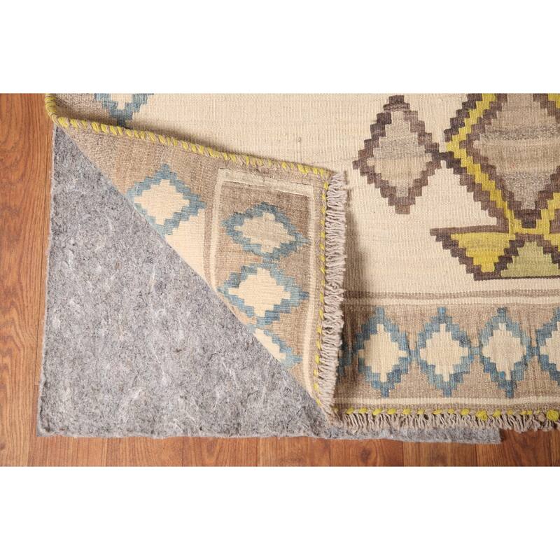 Kilim Shiraz Persian Vintage Area Rug Hand-Woven Wool Carpet - 3'10" x 4'6"