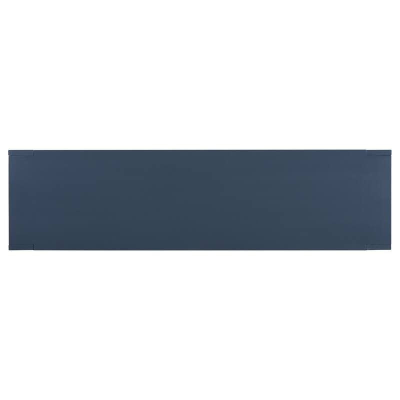 Navy Blue Rectangular Console Table with Bottom Shelf, Narrow Long Entryway Table Behind Couch Sofa Table for Living Room