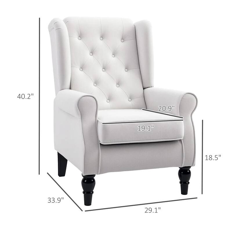 Wingback Accent Chair for Living Room with Round Armrests, Wood Legs