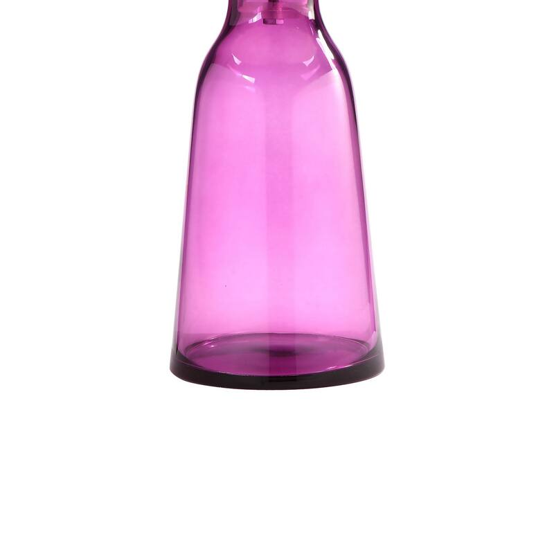 Len 21 Inch Side End Table, Purple Blown Glass Bell Base, Funnel Gold Steel