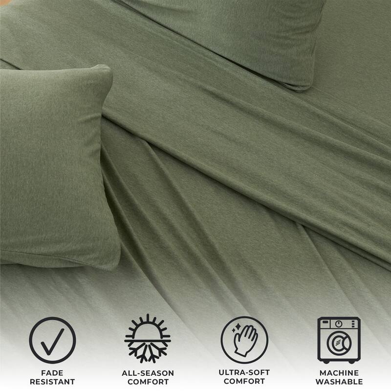 Linery & Co. Heathered Melange Cotton Jersey Knit Sheet Set