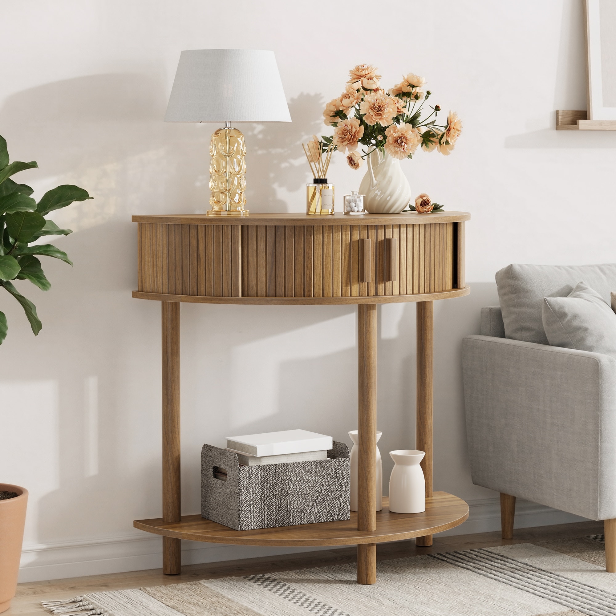 Console Table Farmhouse Sofa Table with Shelf, Entryway Table Decorative Table Freestanding Hallway Table