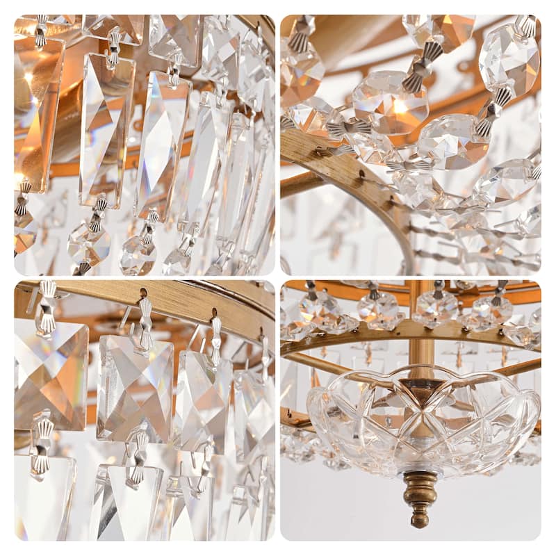 Elisa Crystal Basket Flush Mount Chandelier