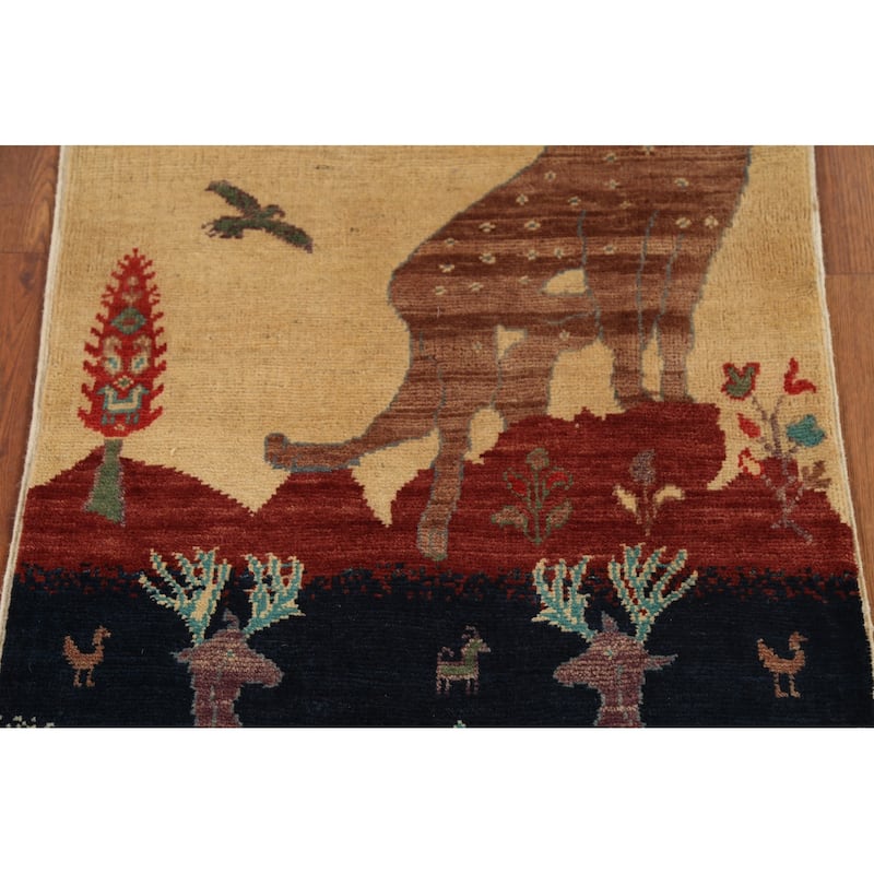 Animals Design Kazak Accent Rug Hand-Knotted Traditional Wool Carpet - 2'1"x 2'10"