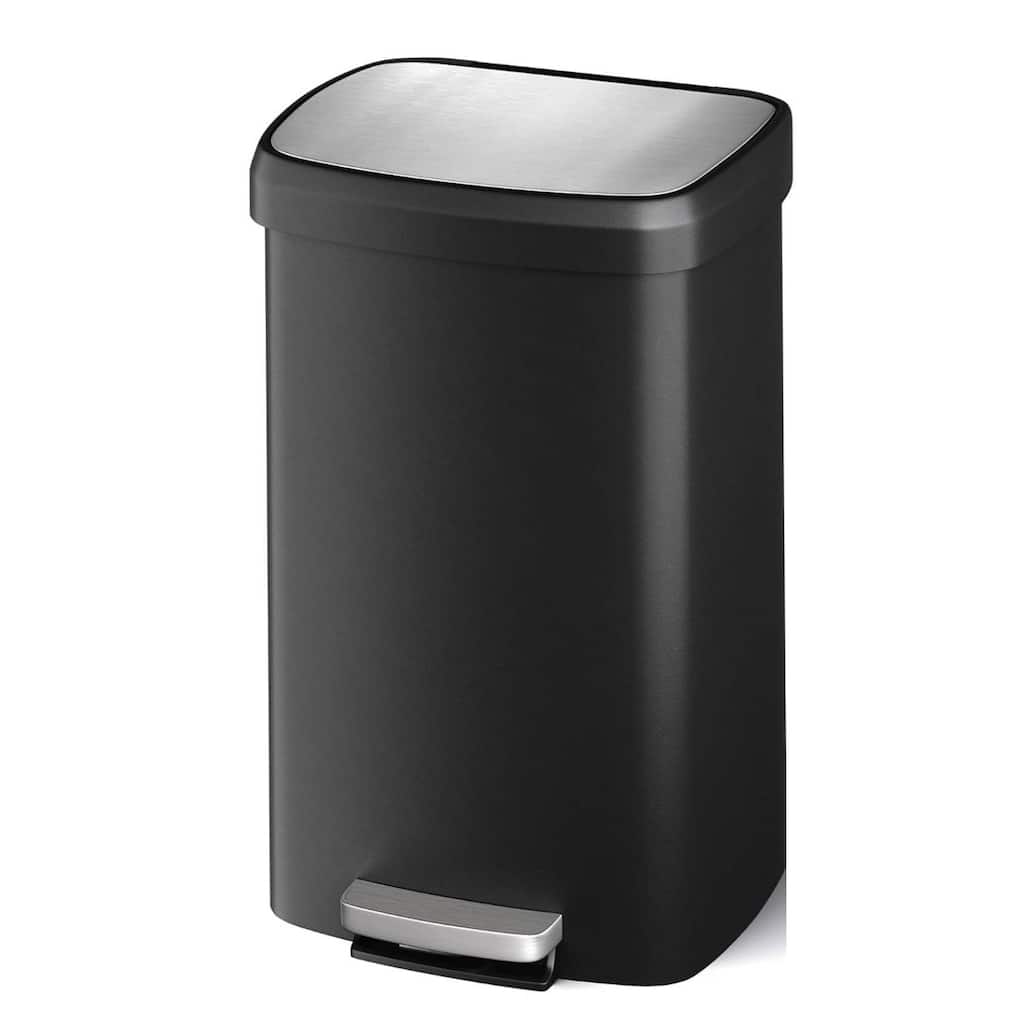13 Gallon Step-On Kitchen Trash Can, Rustproof Plastic Garbage Bin with Soft Close Lid