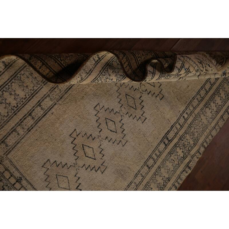 Hand Knotted Oriental 100% Wool Carpet Traditional Geometric Beige & Ivories Bokhara Area Rug - 4' 8'' X 2' 11''