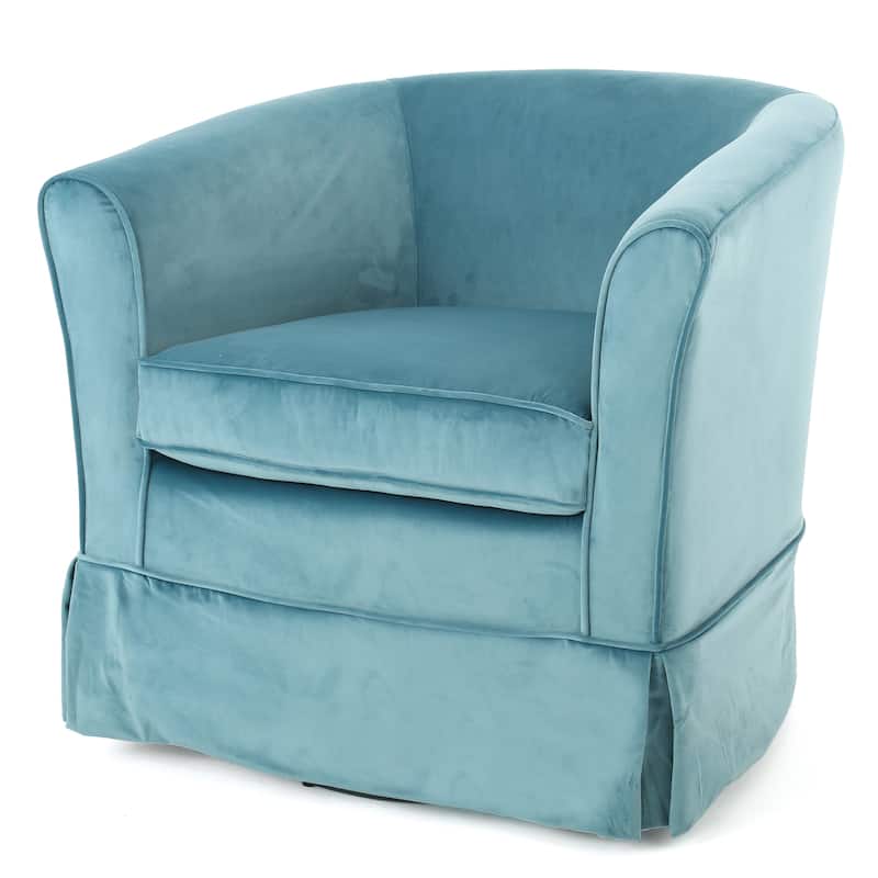 Roomfitters Houndstooth Swivel Barrel Accent Chair with Skirted Base, Upholstered Armchair for Living Room or Office