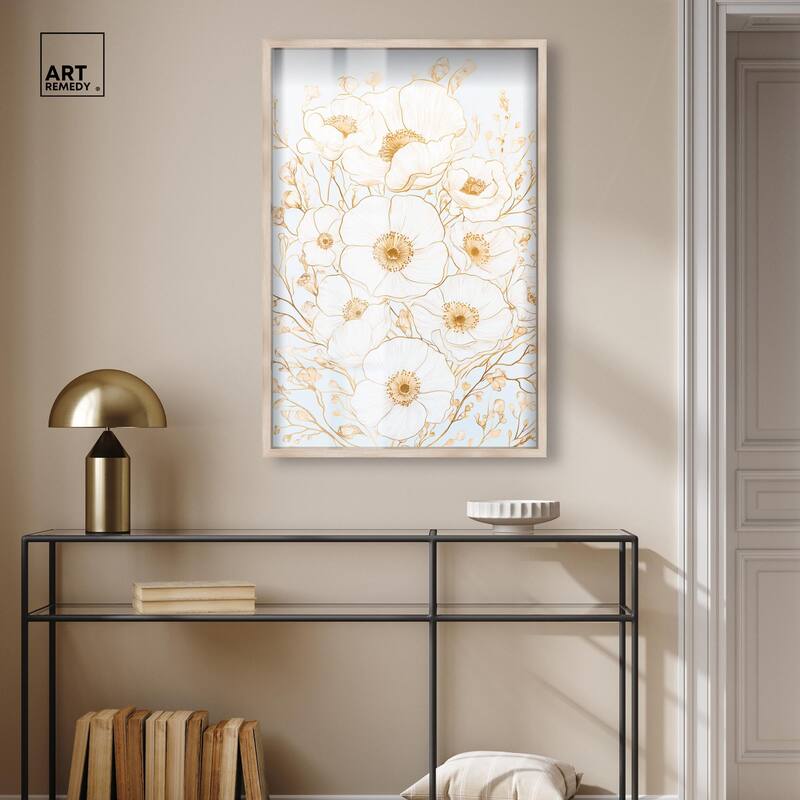 White and Gold Poppies II Shadowbox by Art Remedy