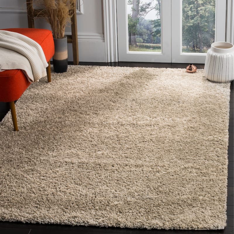 SAFAVIEH Arizona Shag Hafida 1.2-inch Thick Rug - 4' x 6' - Grey/Ivory