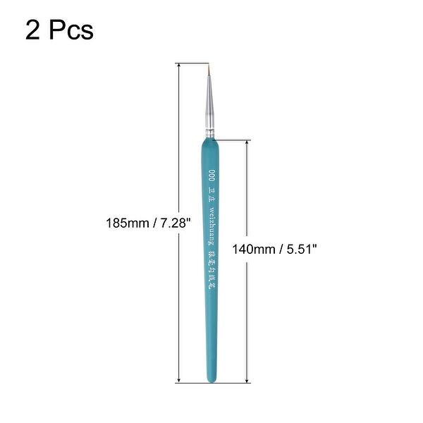 slide 3 of 6, Detailing Paint Brush 0.24" Bristle Length with Blue Wood Handle 2Pcs Blue
