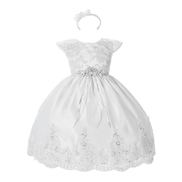 Shop Alegria Kids Baby Girls White Embroidered Headpiece Cape Baptism Dress 9 12m 9 12 Months On Sale Overstock 28380877