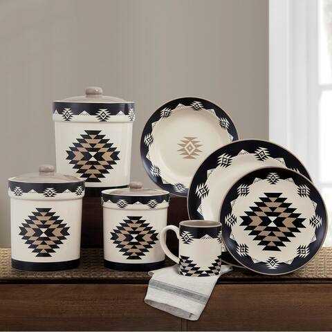 HiEnd Accents Chalet Aztec 19 PC Southwestern Dinnerware and Canister Set