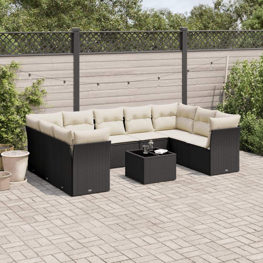 vidaXL Garden Sofa Set Black, Cream White - 21.7 x 21.7 x 14.6