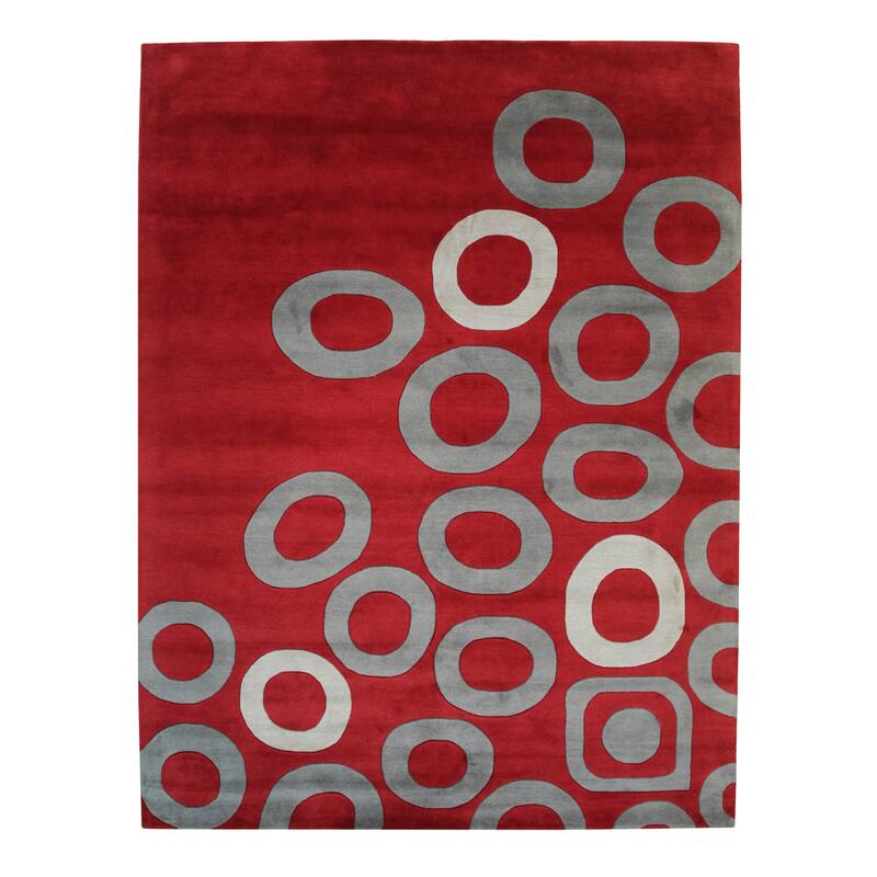 Home Decor EORC Hand-Tufted Wool Modern Tufted Rug, Red Vibrant & Stylish Area Rug for Adding Bold Contemporary Elegance to You