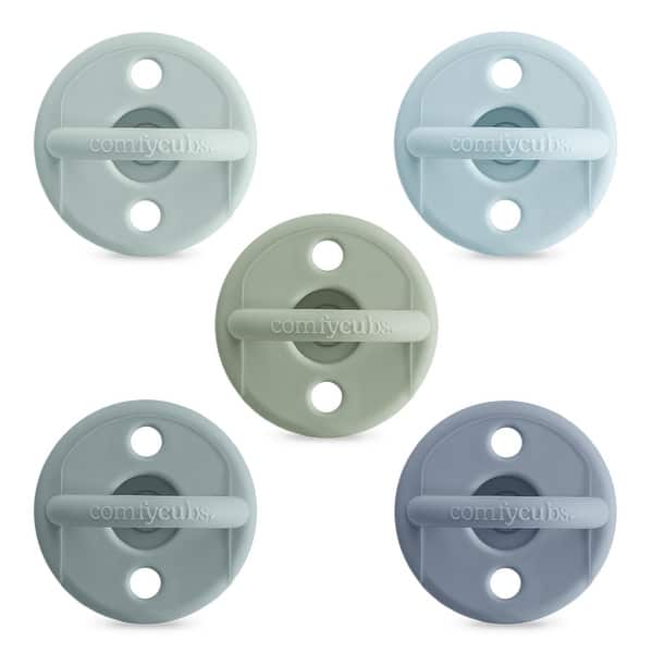 slide 2 of 17, Baby Pacifier 5 Pack, 100% Food Garde Silicone by Comfy Cubs Boy Pack