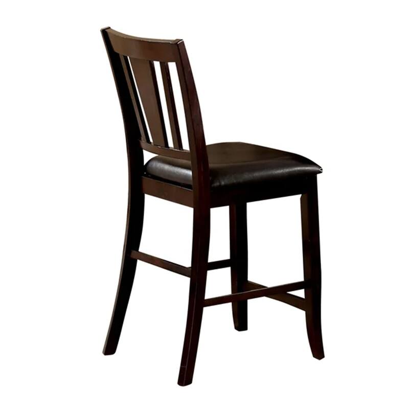 Demy 7pc Counter Height Table, Chairs Set, Brown Faux Leather, Wood