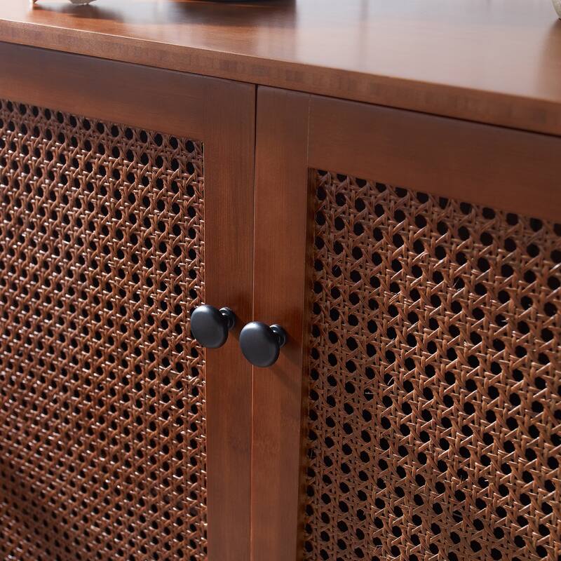 Art Leon Woven Rattan Wicker Accent Cabinet