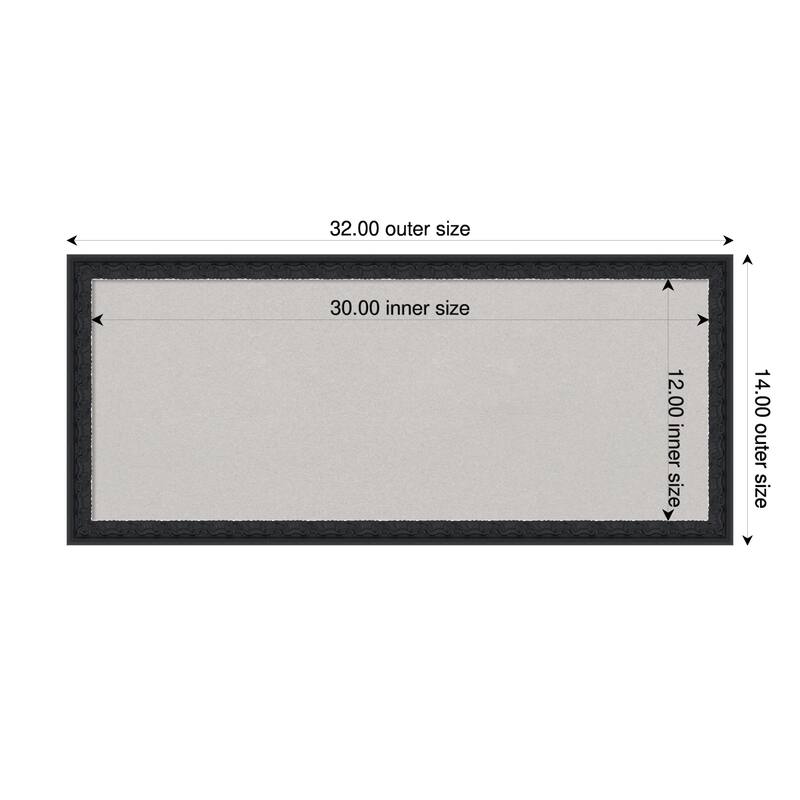 Bethany Black Wood Framed Cork Board - Bulletin Board, Organization Board, Pin Board - Grey - 32 x 14 in