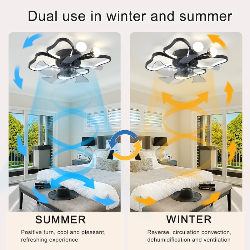 Modern Butterfly Design Styling Black Ceiling Fan Light with Remote Control Timing Function, Noiseless, Children's Favorite