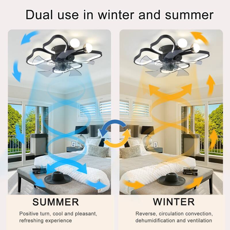 Modern Ceiling Fan Light with Light and Butterfly Design, DC Reversible Motor for Bedroom and Living Room