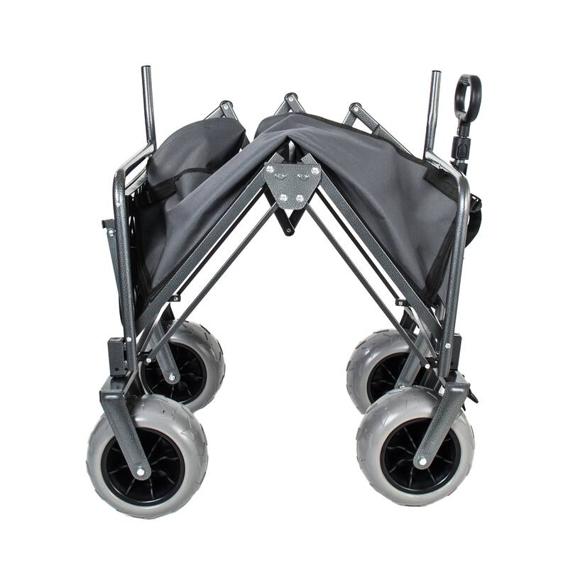 3-in-1 Collapsible Wagon, Convertible Folding Wagon Cart with Rear-Mounted Folding Tabletop, 500lbs Heavy-Duty, 180L Capacity