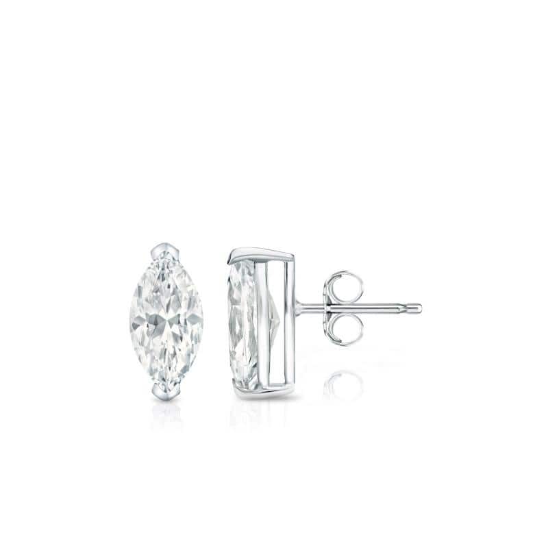 Auriya 14K White Gold Lab Grown Marquise Diamond Stud Earrings 0.50 to 5.00 ct. tw. Push-Back (D-E/VVS, F-G/VS and H-I/VS) - 3.00 ct. tw. - H-I/VS1-VS2