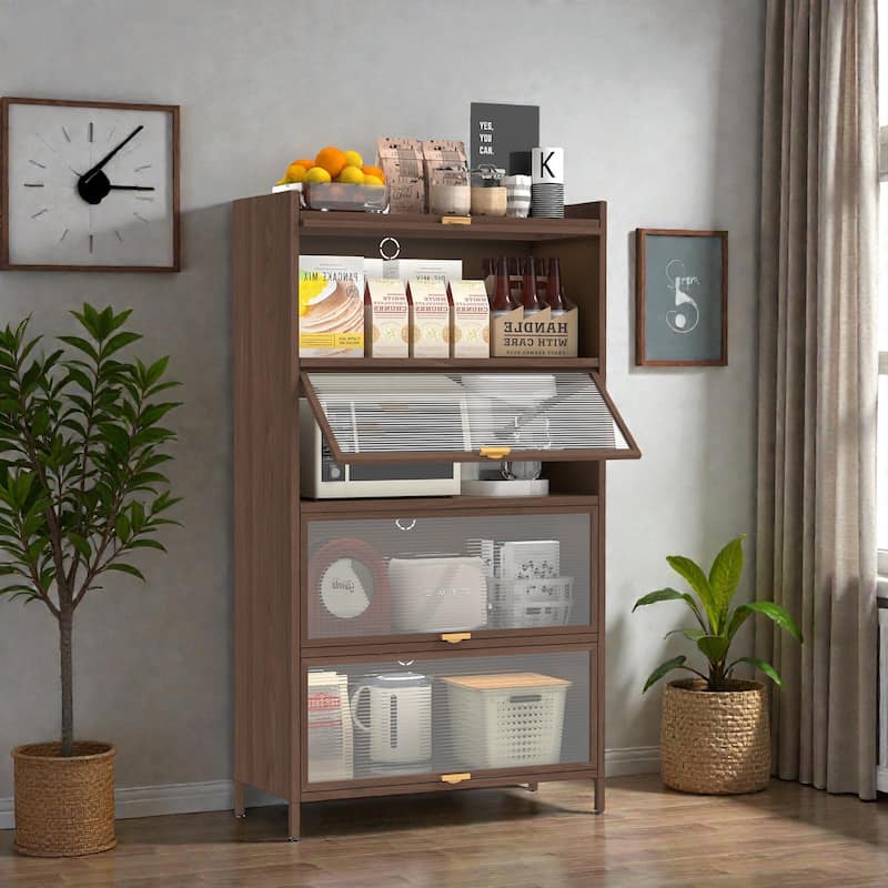 57'' Tall Metal Storage Cabinet with 4 Flip Doors, Steel Organizer with Large Capacity