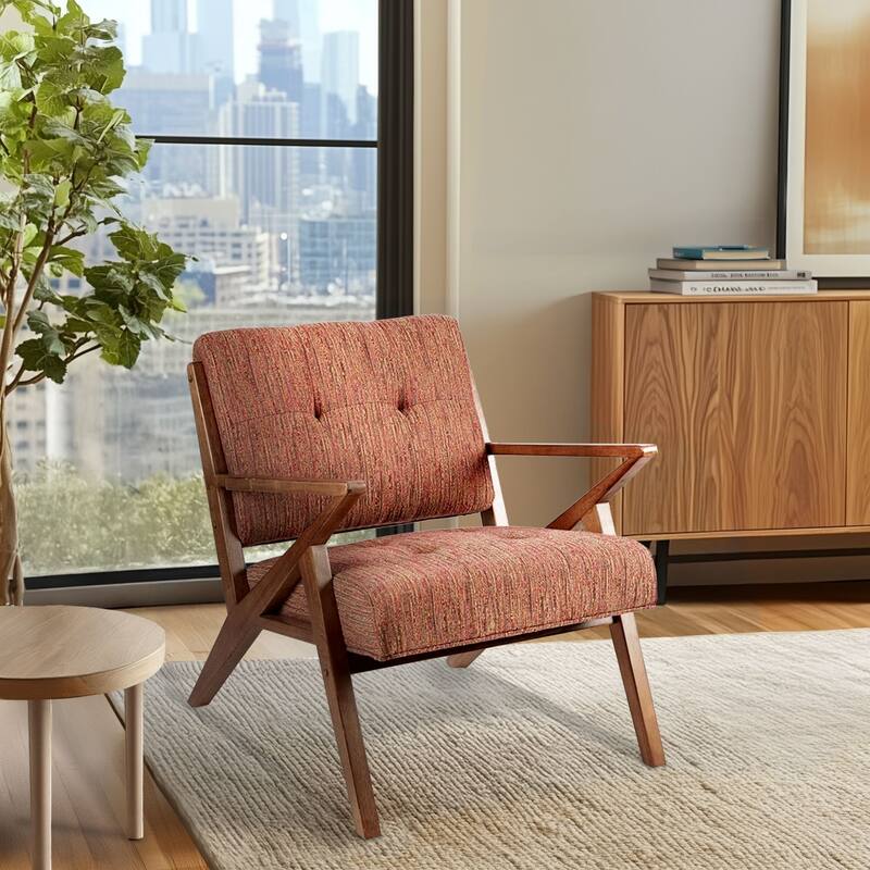 INK IVY Rocket Upholstered Arm Chair with Angled Wood Frame - Orange