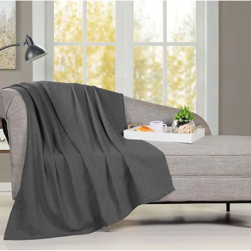 Superior Milan Cotton Textured Striped Lightweight Woven Blanket