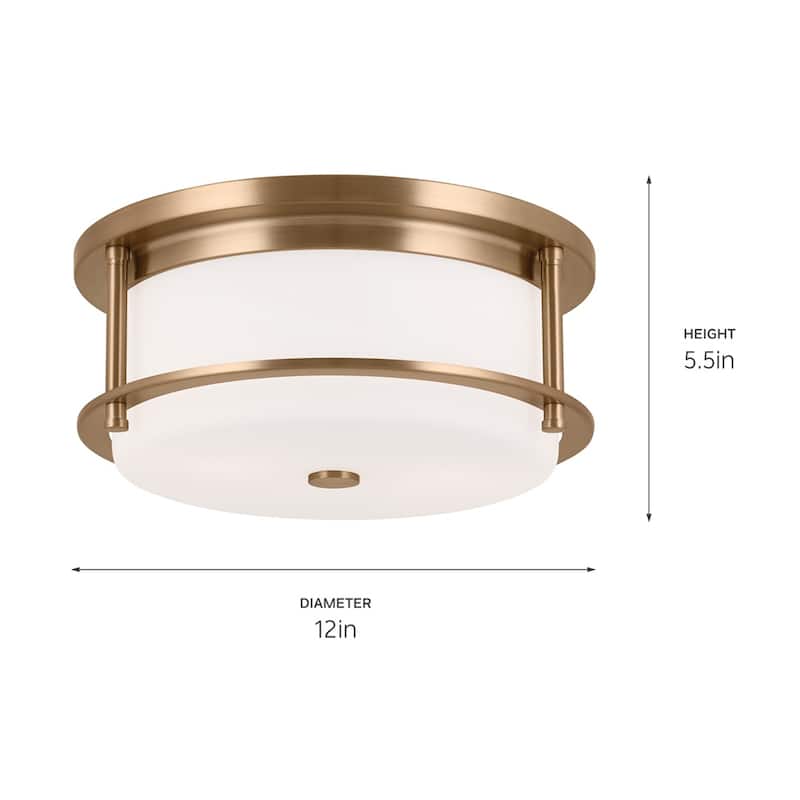 Kichler Lighting Brit 12 in. 2-Light Champagne Bronze Flush Mount Light with Satin Etched Glass