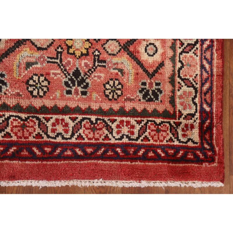 Hand Knotted Oriental 100% Wool Carpet Traditional All-Over Red Mahal Runner Rug - 10' 3'' X 3' 5''
