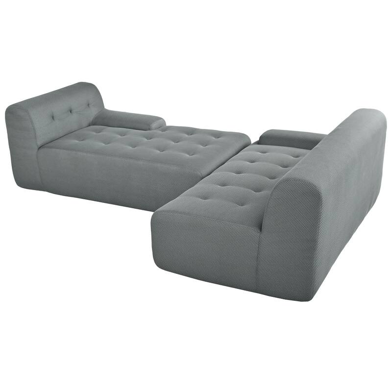 107" Polyester Mesh L-Shape Modular Sectional Sofa with Deep Seating and Pocket Spring Cushions