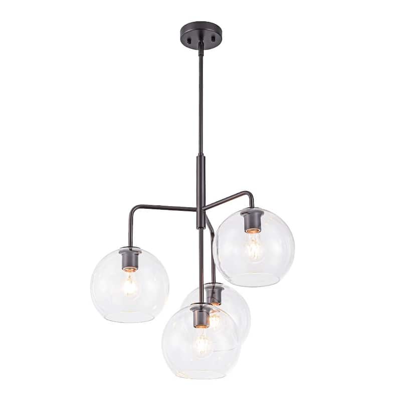 Contemporary Glass Globe 4-Light Sputnik Pendant Chandelier