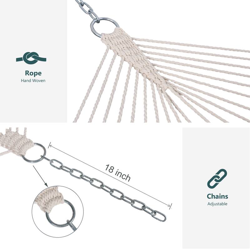 Outdoor Rope Hammock with Polyester Pad, 475 lbs Capacity