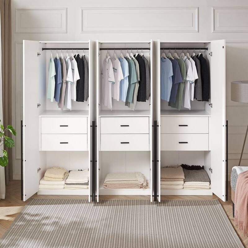 Manhattan Comfort Lee Modern 2.0 Freestanding Wardrobe Closet Armoire Set of 3