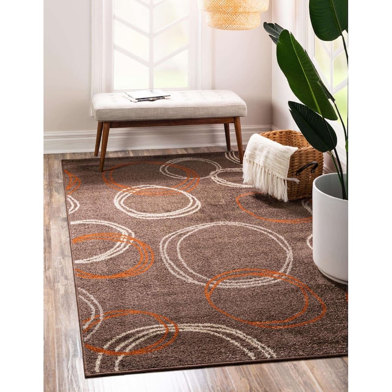 Contemporary Beallara Collection Area Rug - 9'x12' - Beige-Terracotta