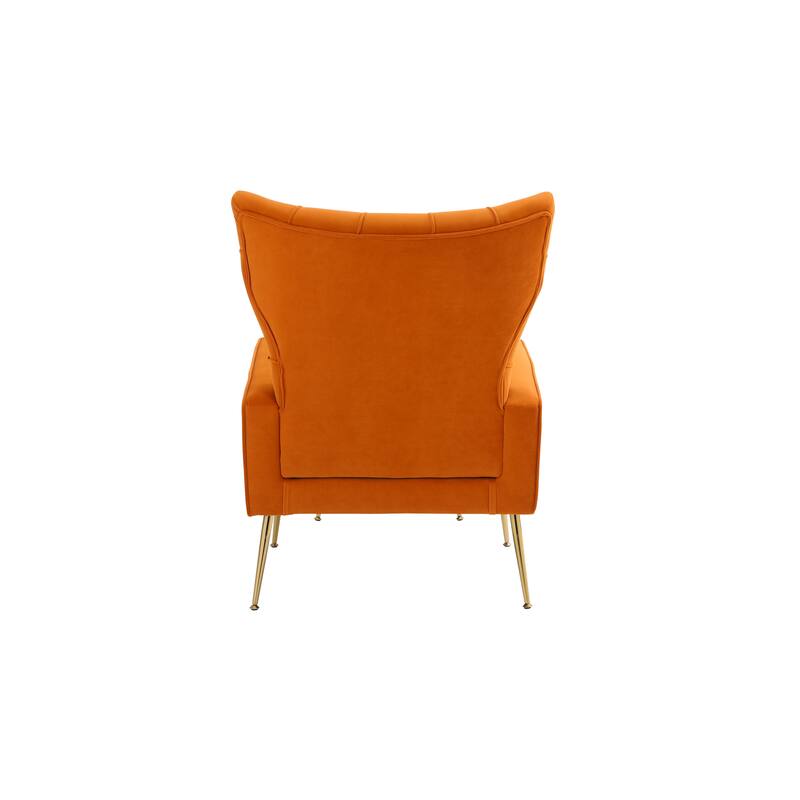 Orange 31.5" Velvet Button Tufted Arm Chair