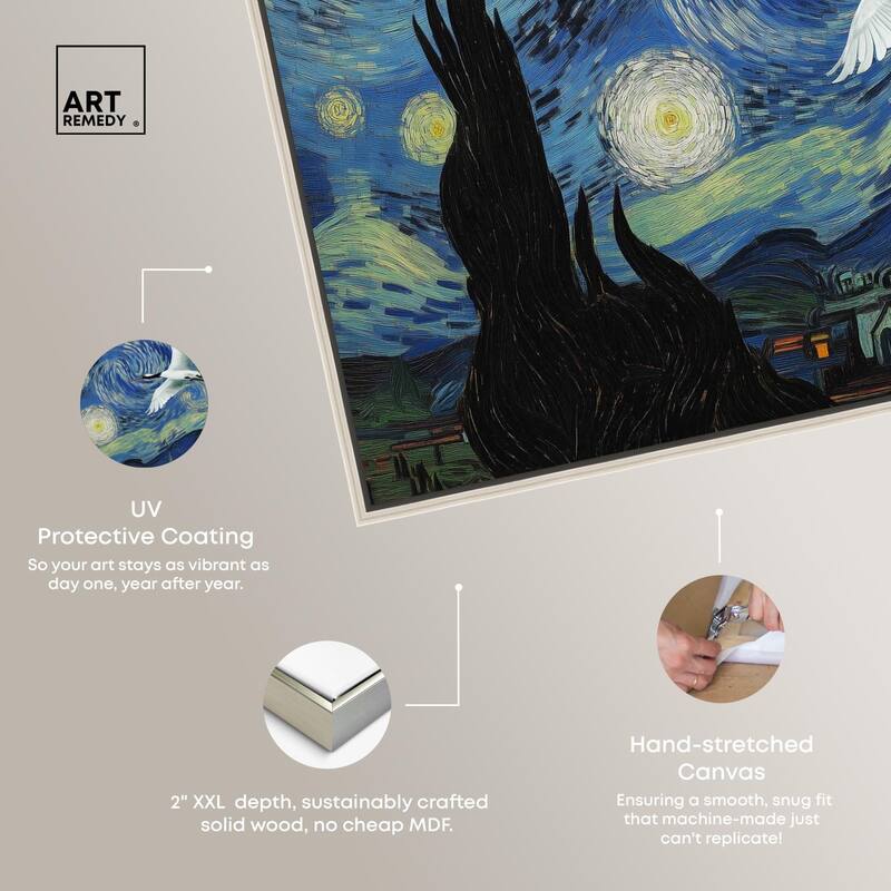 Crane Starry Night Canvas by Art Remedy