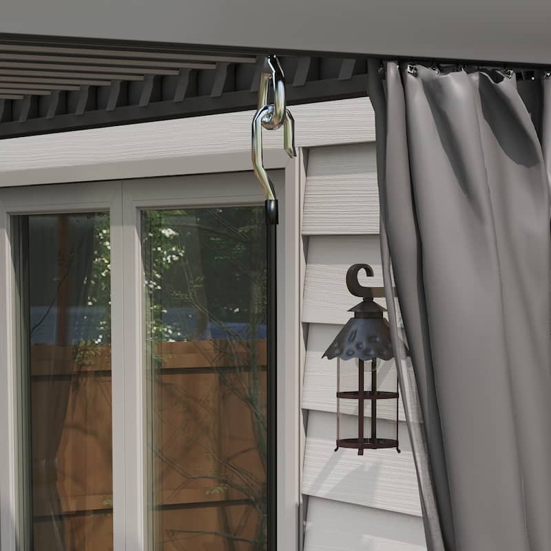 Outsunny 13' x 10' Outdoor Retractable Pergola with Sun Shade Aluminum Louvered Top, Pergola with Canopy, Curtains, and Netting