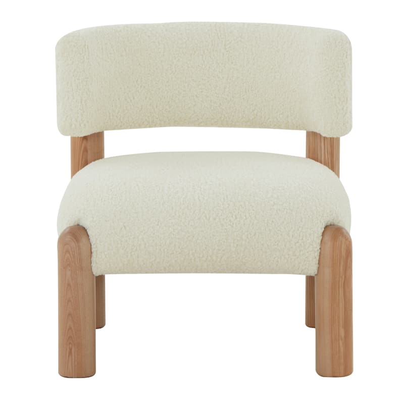 SAFAVIEH Couture Dineke Faux Shearling Accent Chair - 26 In. W x 26 In. D x 28 In. H - 26Wx26Dx28H - Ivory/Natural