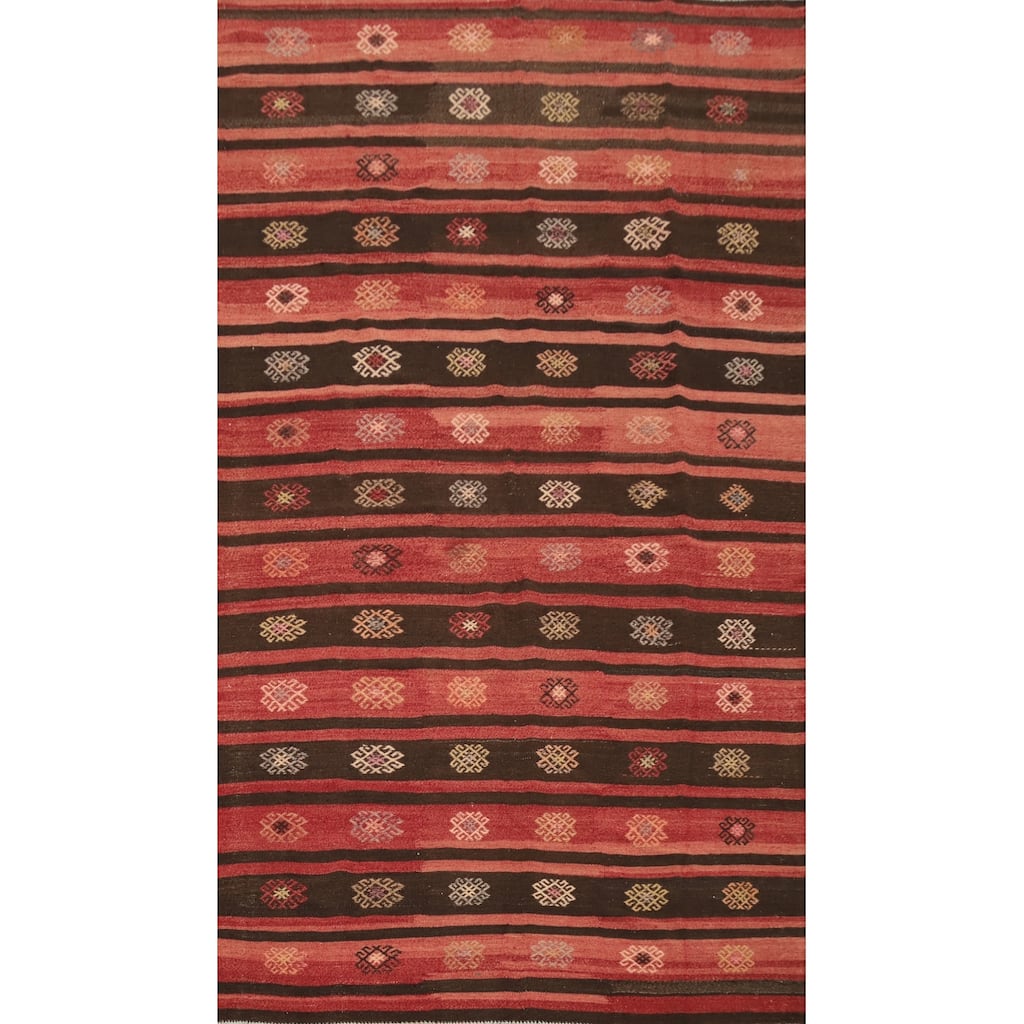 Hand Woven Oriental 100% Wool Carpet Southwestern Tribal Multi-Colored Kilim Area Rug - 9' 9'' X 5' 11''