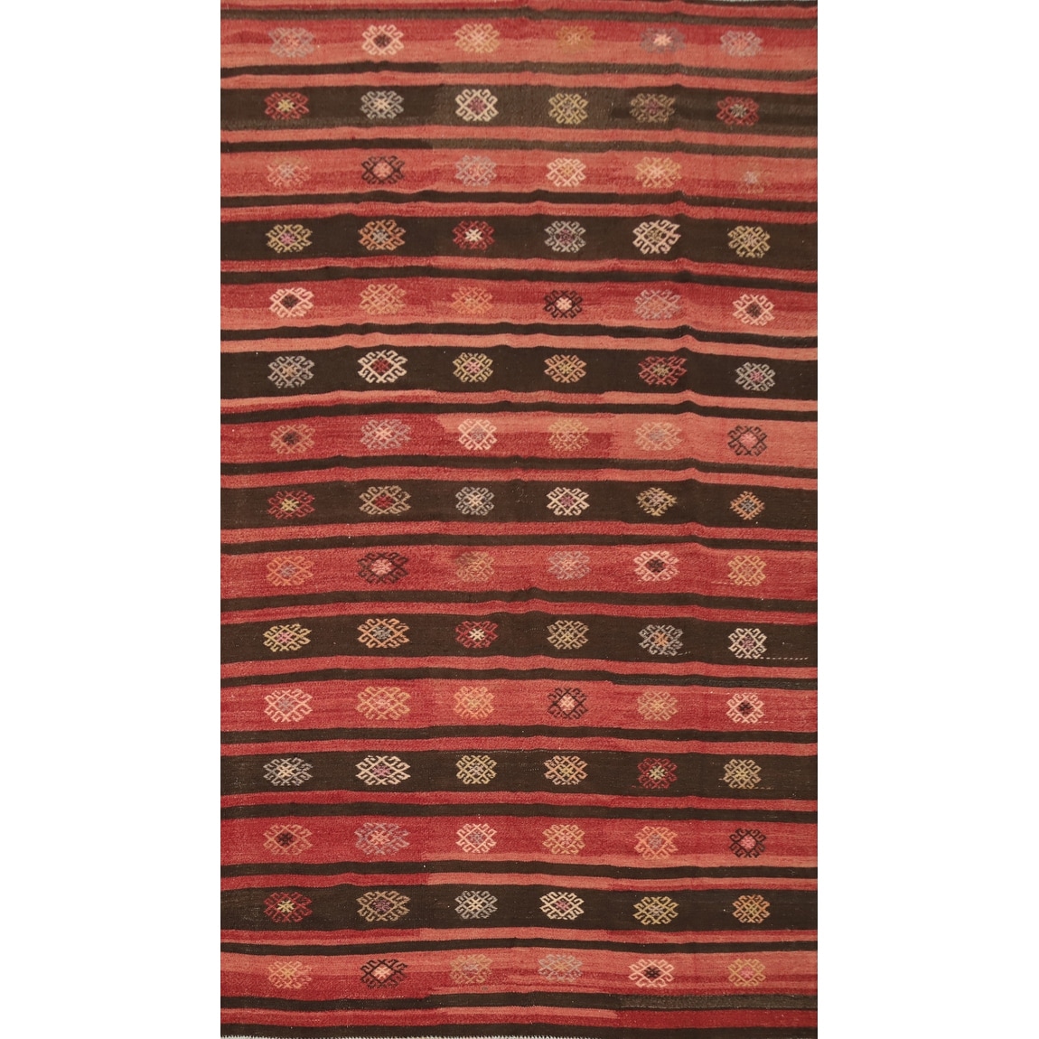Hand Woven Oriental 100% Wool Carpet Southwestern Tribal Multi-Colored Kilim Area Rug - 9' 9'' X 5' 11''