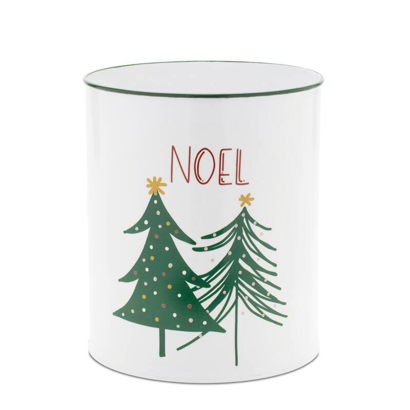 Tall Cylindrical Joy and Noel Christmas Planter - 9.5" - Set of 2